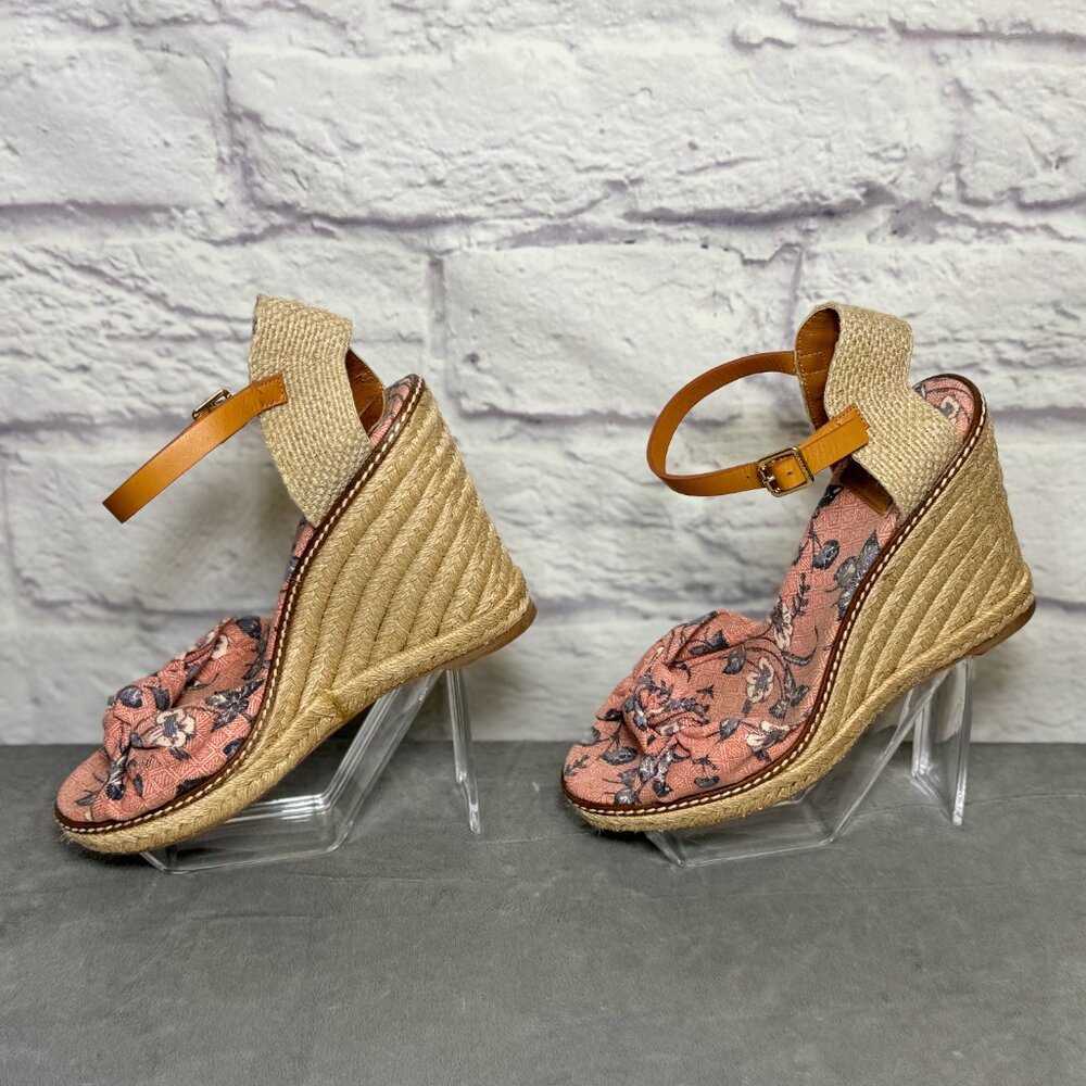 Tory Burch Olea Floral Twist Ankle Strap Espadrille Sandals - Picture 2 of 6